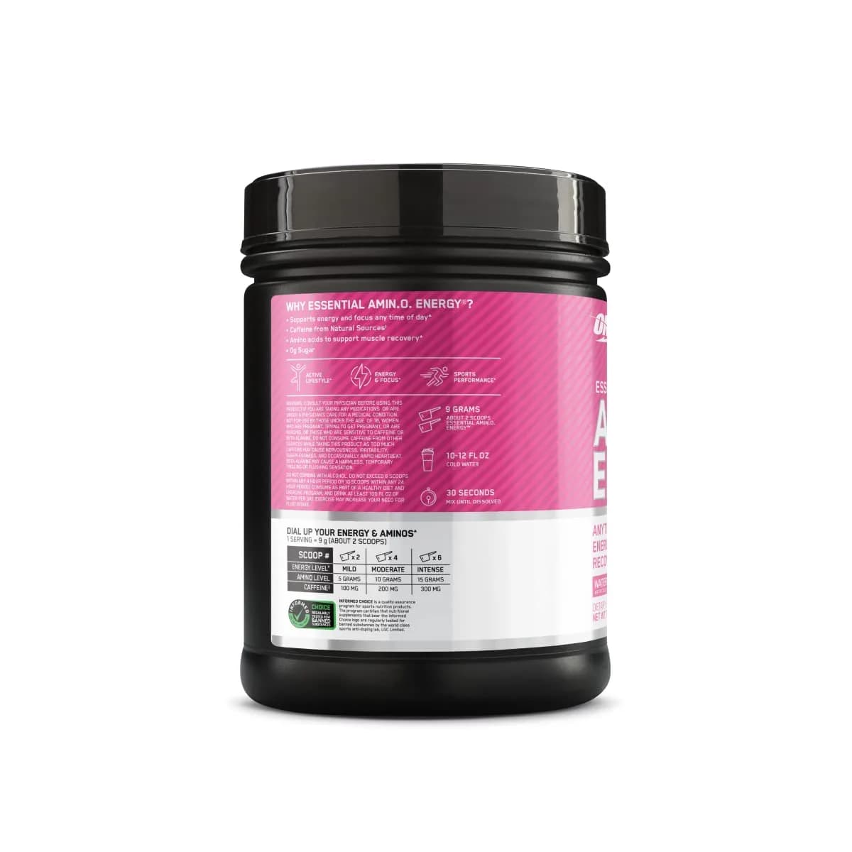 Optimum Nutrition Essential AmiN.O. Energy Watermelon Flavor Pre Workout Powder, 65 Servings | Supports Recovery & Energy - view 8
