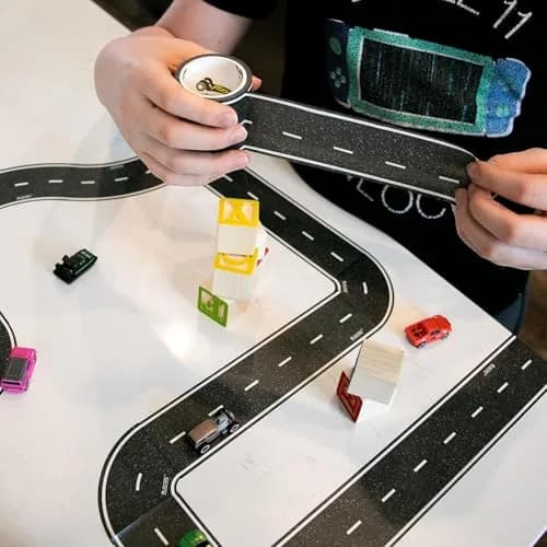 PlayTape Road Tape for Toy Cars 30 ft Asphalt Road | Reusable, No Residue, 2 inch Wide thumbnail 8