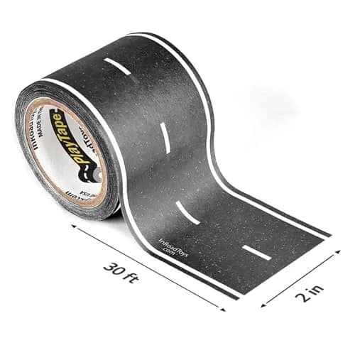 PlayTape Road Tape for Toy Cars 30 ft Asphalt Road | Reusable, No Residue, 2 inch Wide thumbnail 2