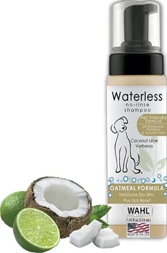 Wahl Waterless No Rinse Shampoo for Animals Coconut Lime Verbena 210ml (7.1 Fl Oz) | Gentle Cleaning for Dogs, Cats & Horses — Coconut
