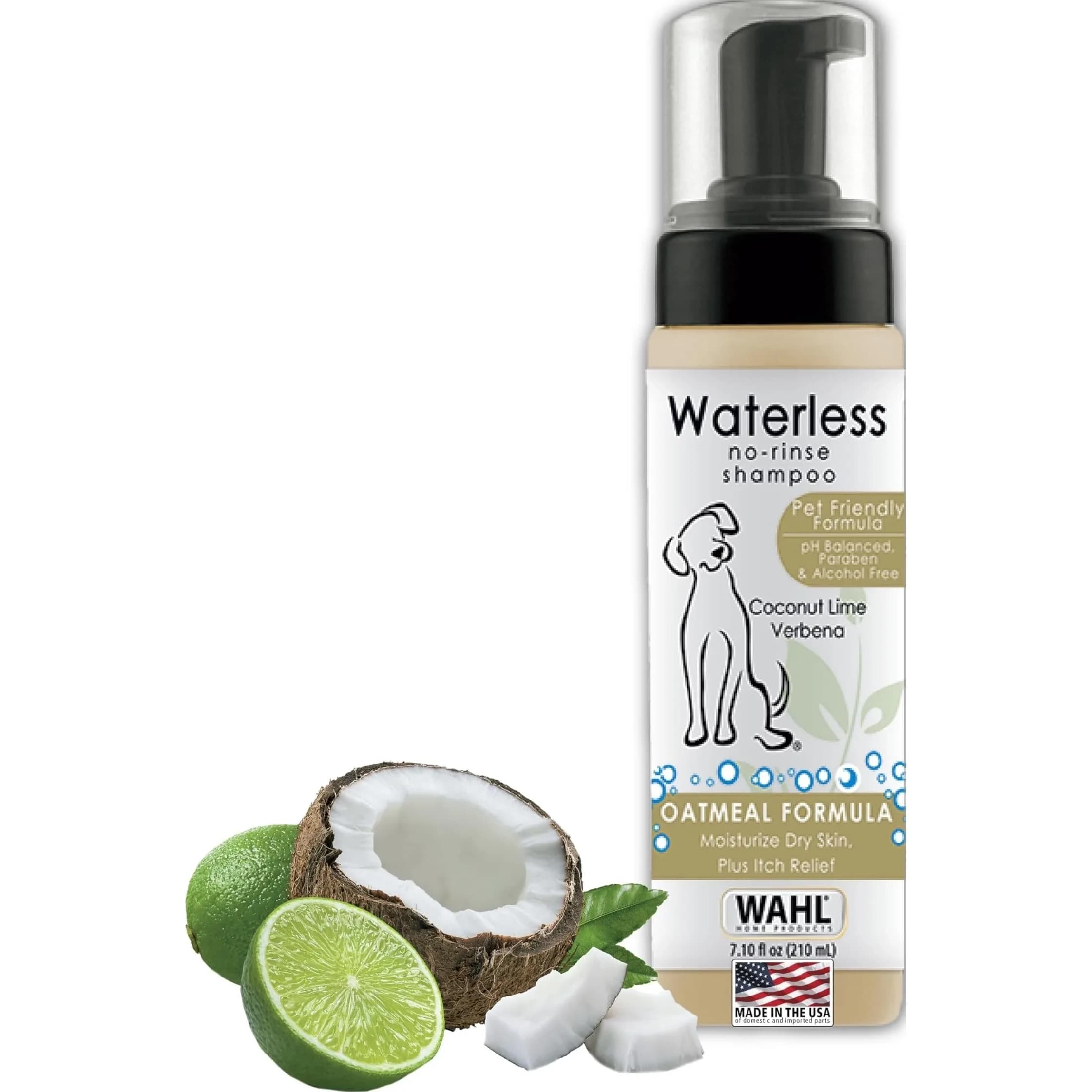 Wahl Waterless No Rinse Shampoo for Animals Coconut Lime Verbena 210ml (7.1 Fl Oz) | Gentle Cleaning for Dogs, Cats & Horses