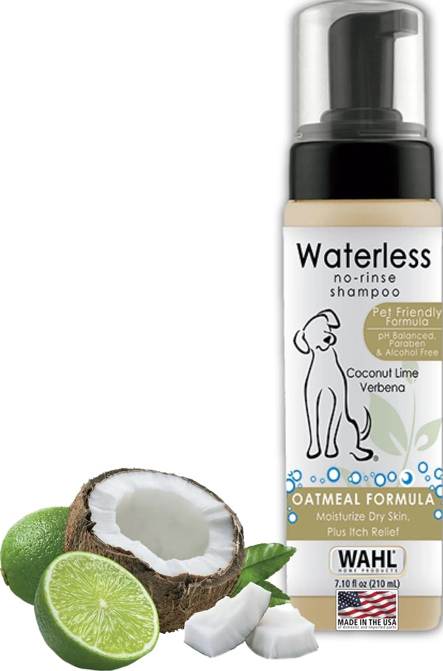 Wahl Waterless No Rinse Shampoo for Animals Coconut Lime Verbena 210ml (7.1 Fl Oz) | Gentle Cleaning for Dogs, Cats & Horses - main product image