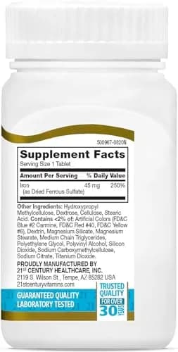 21st Century Slow Release Iron Tablets 120 Count (2x60) | Gluten-Free Mineral Supplement thumbnail 4