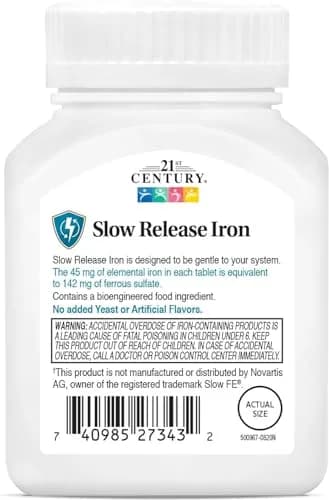 21st Century Slow Release Iron Tablets 120 Count (2x60) | Gluten-Free Mineral Supplement thumbnail 3