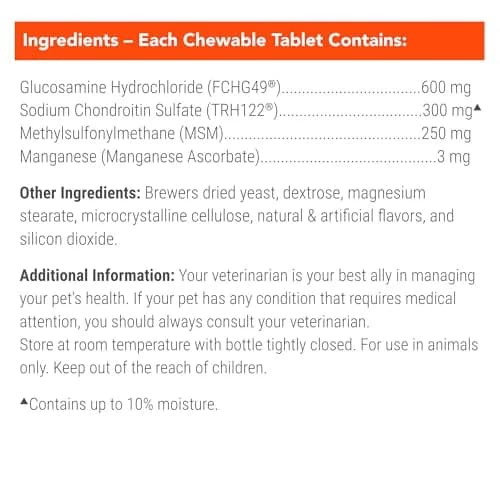 Nutramax Cosequin Joint Supplement for Dogs, MSM+HA, 250 Chew Tablets | Supports Joints, All Breeds & Sizes, All Ages thumbnail 6