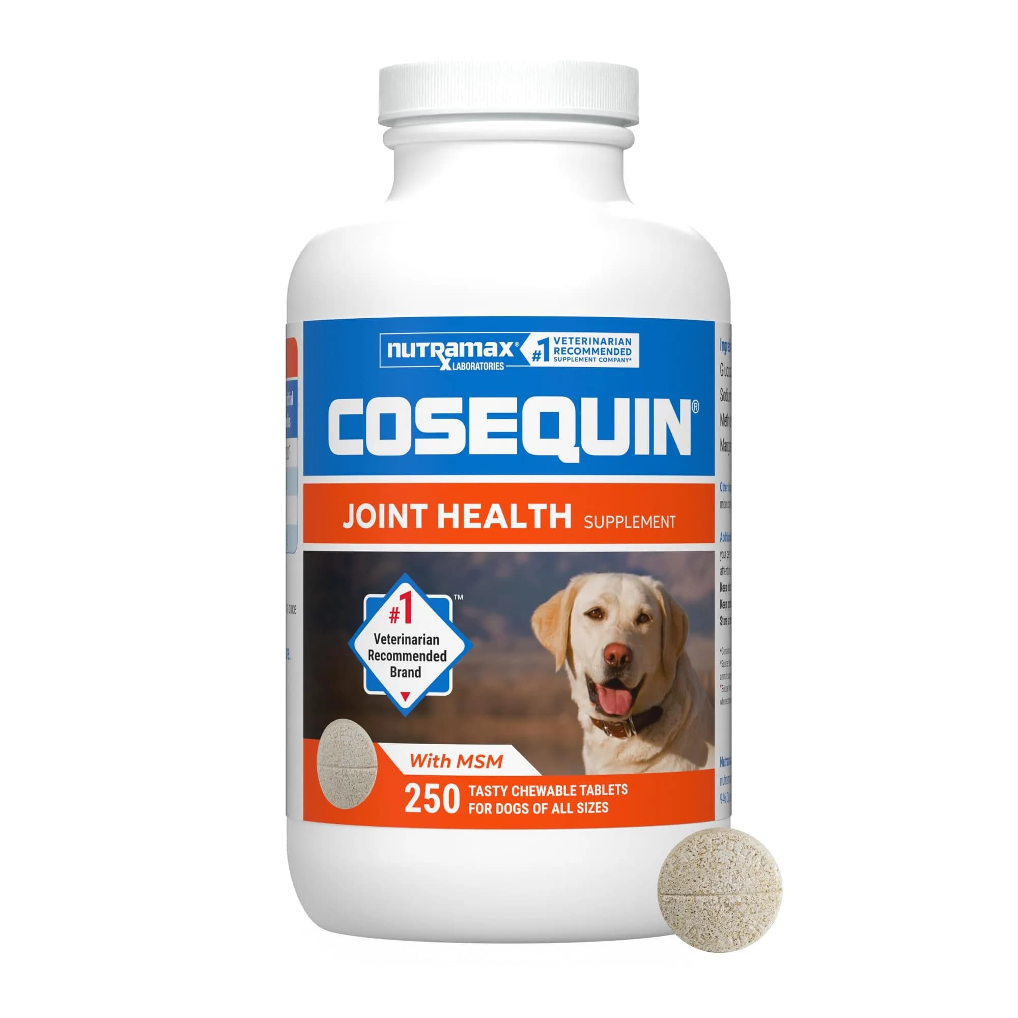 Nutramax Cosequin Joint Supplement for Dogs, MSM+HA, 250 Chew Tablets | Supports Joints, All Breeds & Sizes, All Ages