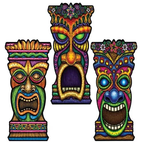 Beistle 24-Pack Tiki Cutouts, 22-Inch | Colorful Party Decor for Luau & Festive Events thumbnail 1