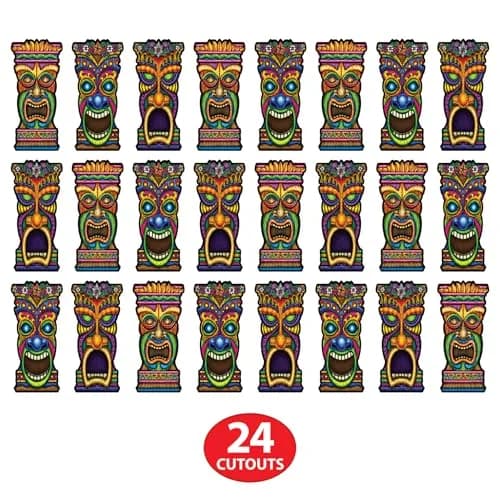 Beistle 24-Pack Tiki Cutouts, 22-Inch | Colorful Party Decor for Luau & Festive Events thumbnail 4