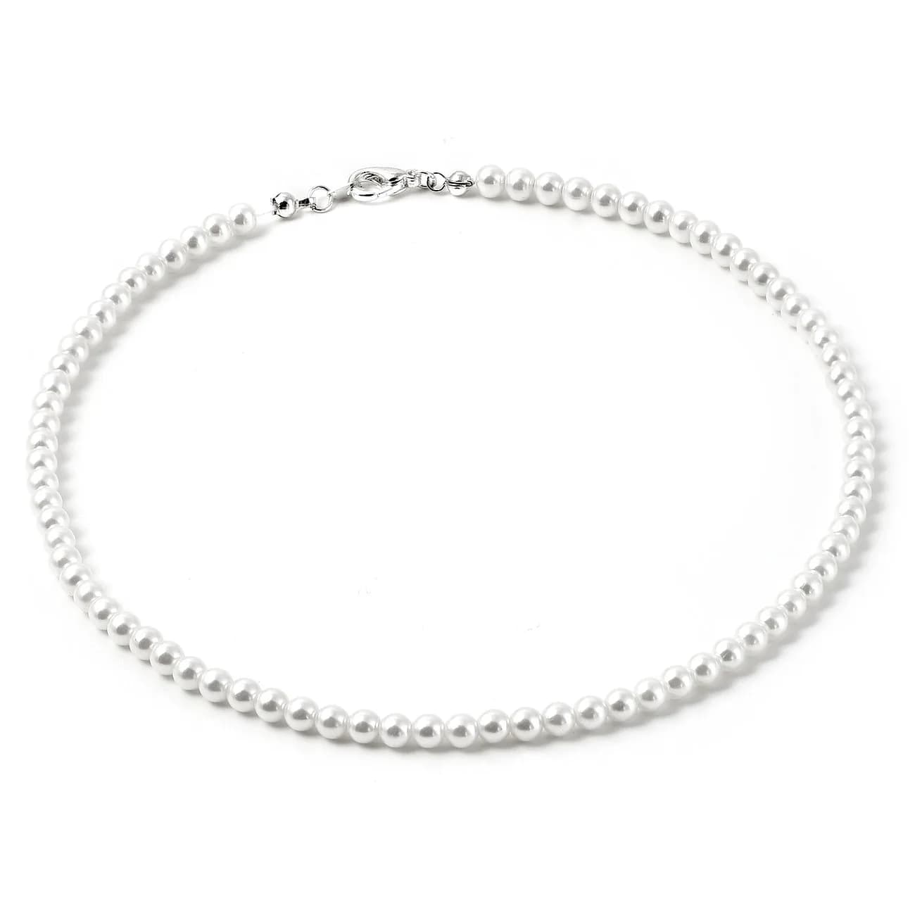 Topwholesalejewel White Pearl Necklace 14" | Hypoallergenic Wedding Accessory — Silver