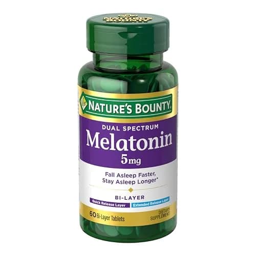Nature's Bounty Melatonin 5mg Dual Spectrum Bi-Layer Tablets 60 Count (1.7 oz) | Drug-Free Sleep Aid for Occasional Sleeplessness thumbnail 1