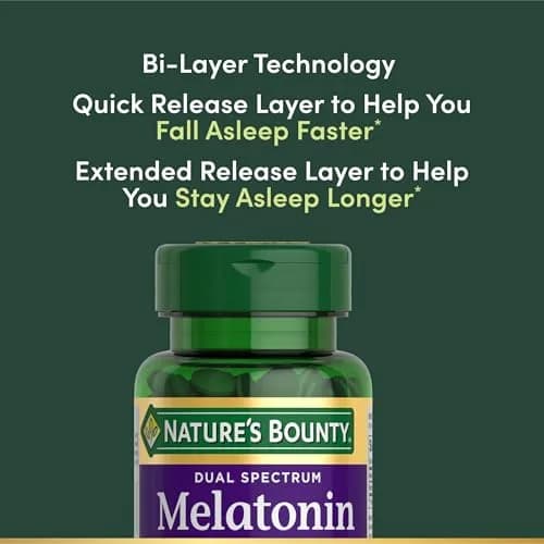 Nature's Bounty Melatonin 5mg Dual Spectrum Bi-Layer Tablets 60 Count (1.7 oz) | Drug-Free Sleep Aid for Occasional Sleeplessness thumbnail 3