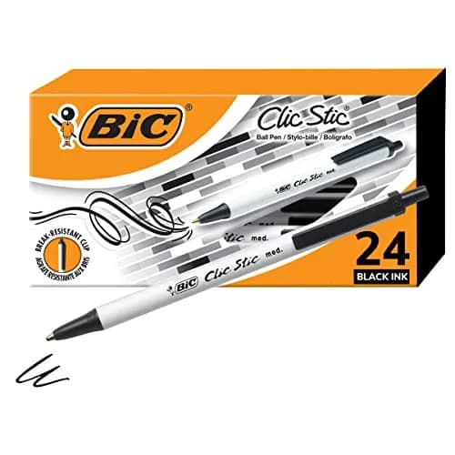 BIC Clic Stic Retractable Ballpoint Pens, Medium Point, 24-Count | Smooth Ink Flow for Students and Office thumbnail 1
