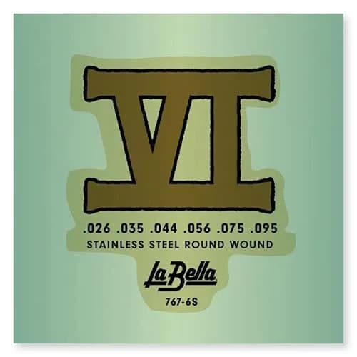 La Bella 767-6S Bass VI Strings - Stainless Roundwound | Bright, Stainless Steel, 26-95 thumbnail 1