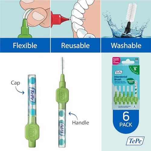 TePe Interdental Brush Original Soft 0.8mm Green | 6 Count Pack thumbnail 5