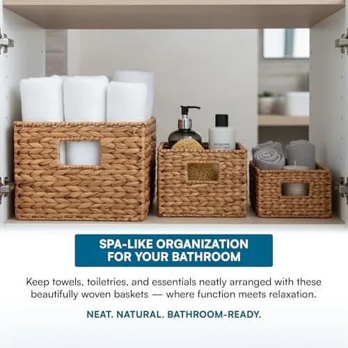 Honey-Can-Do Woven Water Hyacinth Wicker Storage Baskets, Nesting Set of 3 | Elegant & Durable Home Organizer thumbnail 6