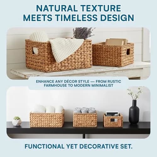 Honey-Can-Do Woven Water Hyacinth Wicker Storage Baskets, Nesting Set of 3 | Elegant & Durable Home Organizer thumbnail 9