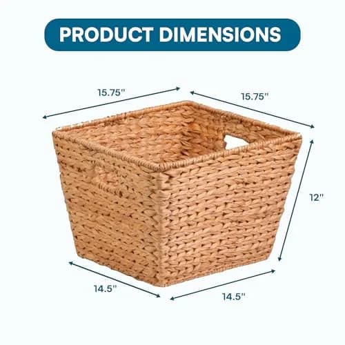 Honey-Can-Do Woven Water Hyacinth Wicker Storage Baskets, Nesting Set of 3 | Elegant & Durable Home Organizer thumbnail 3