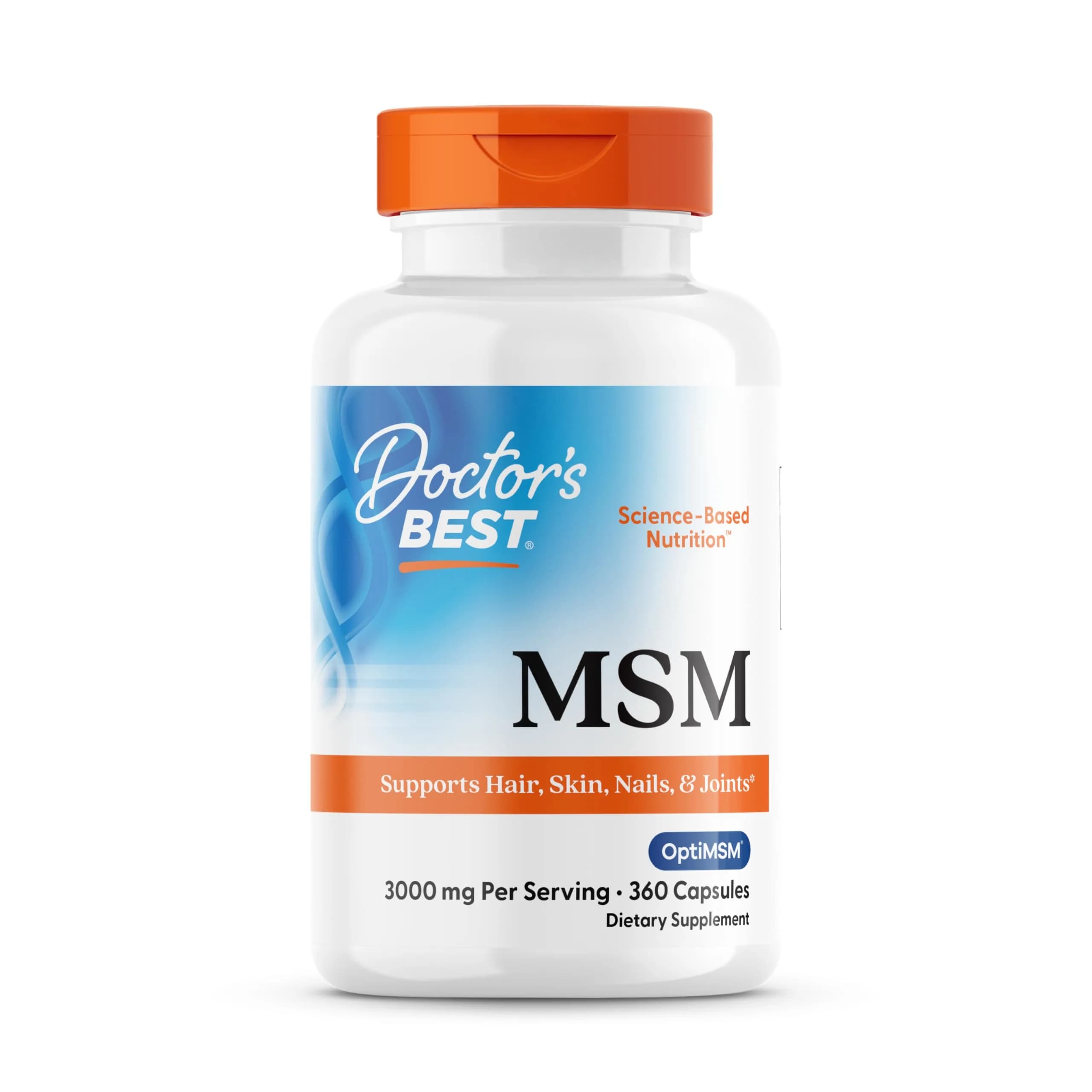 Doctor's Best MSM Supplement Capsules 3000 mg 360 Count | Supports Hair, Skin, Nails, Joint Health & Mobility — No Color