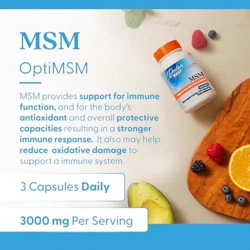 Doctor's Best MSM Supplement Capsules 3000 mg 360 Count | Supports Hair, Skin, Nails, Joint Health & Mobility thumbnail 3