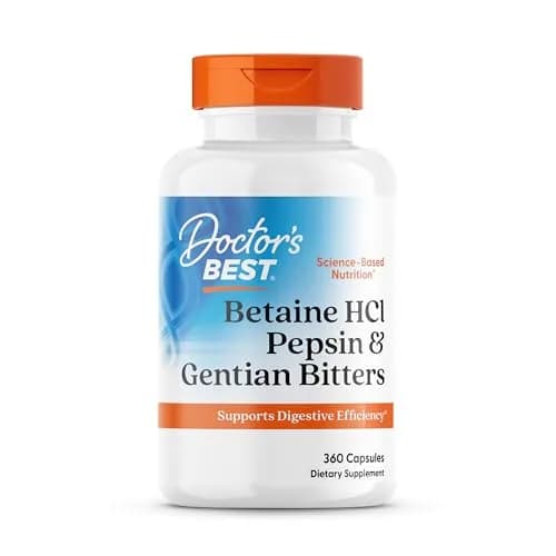 Doctor's Best Betaine HCl Pepsin & Gentian Bitters Supplement, 360 Capsules | Digestive Enzymes Support thumbnail 1