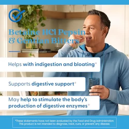 Doctor's Best Betaine HCl Pepsin & Gentian Bitters Supplement, 360 Capsules | Digestive Enzymes Support thumbnail 4