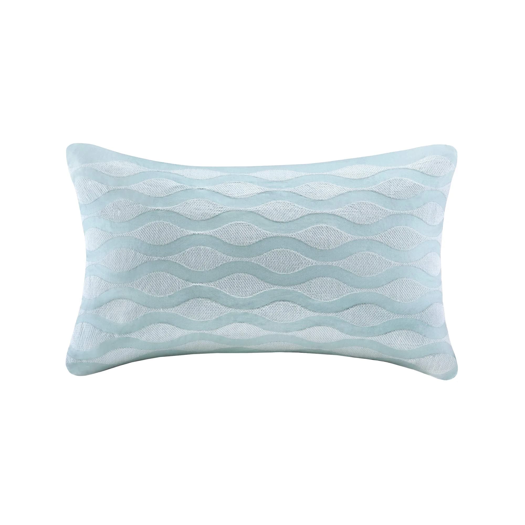 Harbor House Maya Bay Cotton Blue Oblong Pillow 12" x 20" | Ocean-Inspired Decorative Cushion
