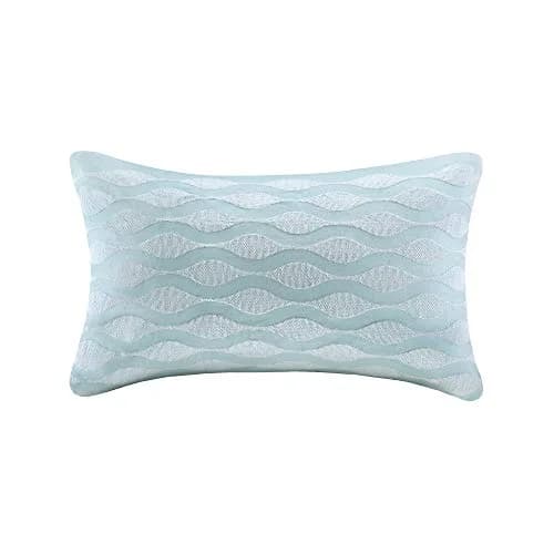 Harbor House Maya Bay Cotton Blue Oblong Pillow 12" x 20" | Ocean-Inspired Decorative Cushion thumbnail 1