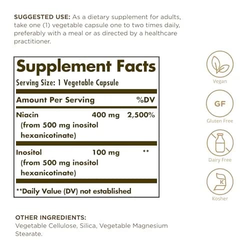 Solgar No-Flush Niacin 500mg | Supports Energy & Nervous System | Vegan, Gluten-Free thumbnail 2