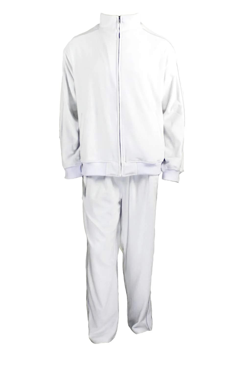 Sweatsedo Electric Blue Velour Sweatsuit XX-Large | Soft Cotton-Poly Blend for Lounge & Exercise — White / Large
