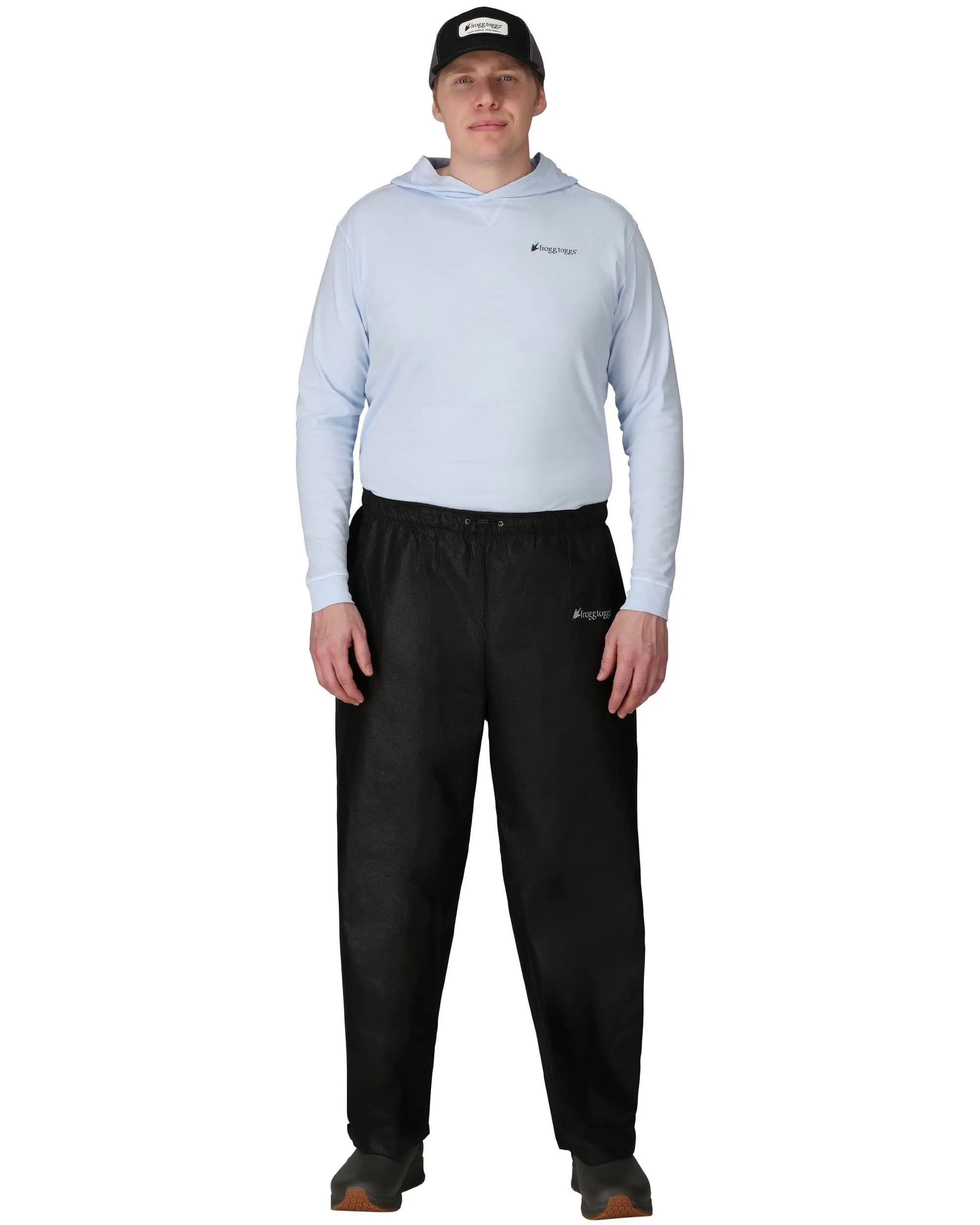 FROGG TOGGS Men's Classic Pro Action Waterproof Breathable Rain Pant, Black, Medium | Lightweight, Breathable & Waterproof for Outdoor Activities
