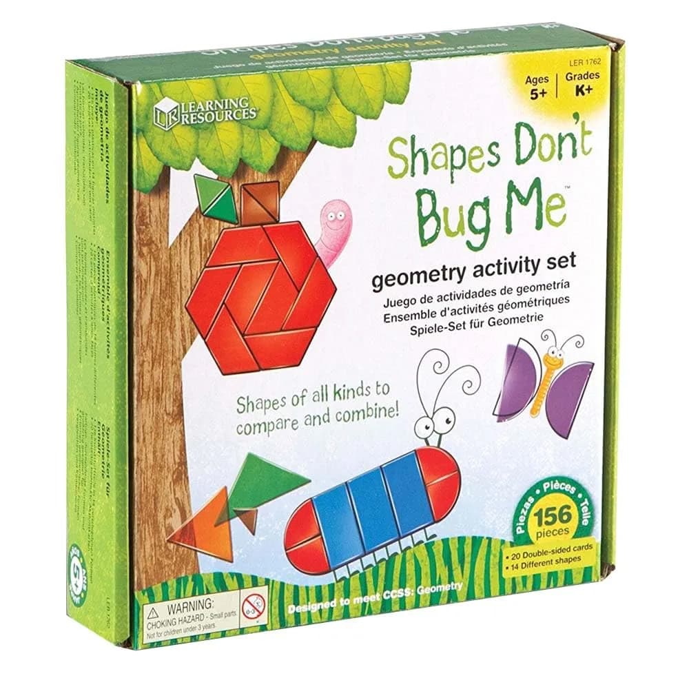 Learning Resources Shapes Don't Bug Me Geometry Activity Set | 136 Pieces, 14 Shapes, 7 Colors - main product image