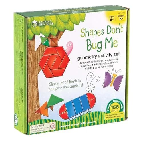 Learning Resources Shapes Don't Bug Me Geometry Activity Set | 136 Pieces, 14 Shapes, 7 Colors thumbnail 1
