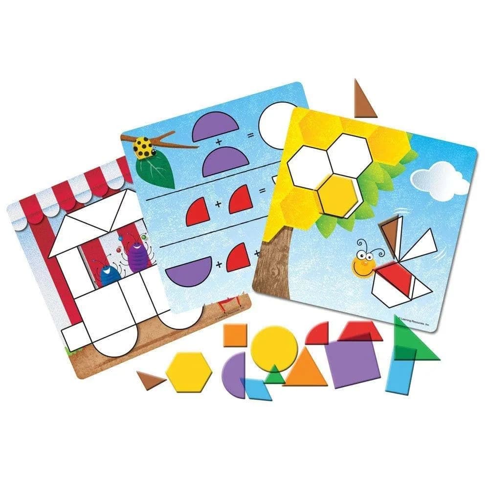 Learning Resources Shapes Don't Bug Me Geometry Activity Set | 136 Pieces, 14 Shapes, 7 Colors - view 2