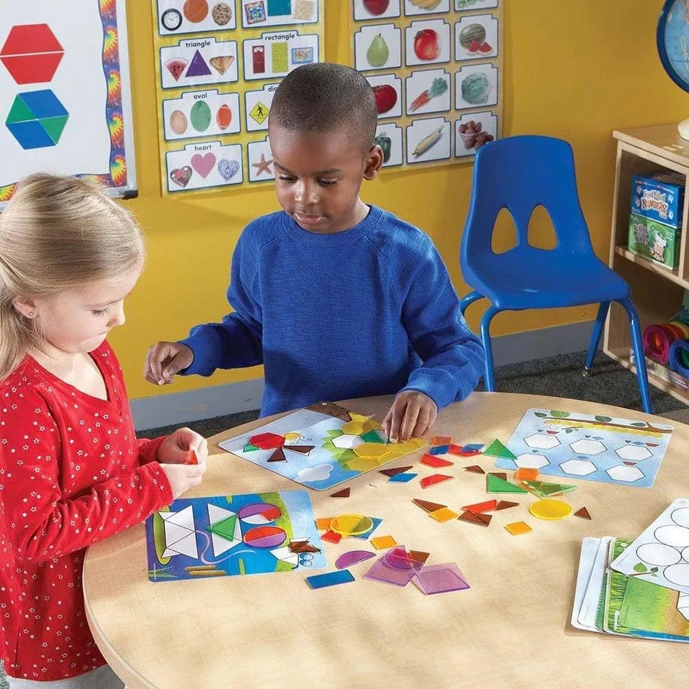 Learning Resources Shapes Don't Bug Me Geometry Activity Set | 136 Pieces, 14 Shapes, 7 Colors - view 3