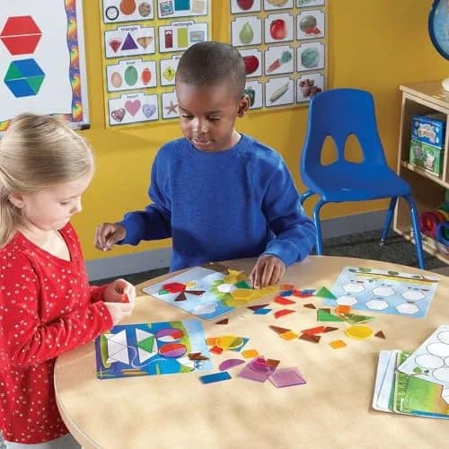 Learning Resources Shapes Don't Bug Me Geometry Activity Set | 136 Pieces, 14 Shapes, 7 Colors thumbnail 3