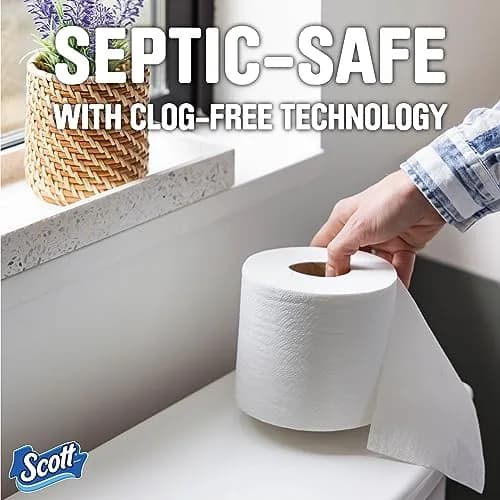 Scott 1000 Toilet Paper, 20 Regular Rolls, 1-Ply, 20,000 Sheets | Septic-Safe & Biodegradable thumbnail 6