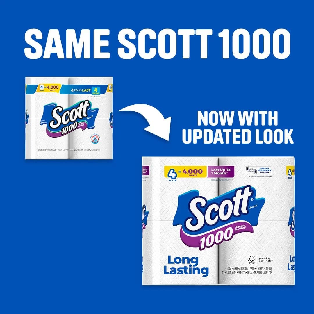 Scott 1000 Toilet Paper Rolls | Septic-Safe, 1-Ply Tissue for Indian Homes - view 3