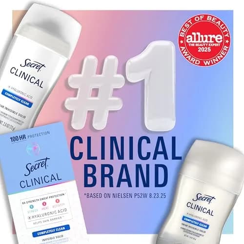Secret Clinical Strength Invisible Solid Antiperspirant Deodorant for Women 1.6 oz (45.3 g) | 100-Hour Stress & Odor Protection thumbnail 5