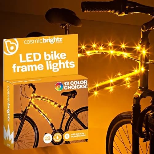 Brightz CosmicBrightz Gold LED Bike Frame Rope Light | 6.5ft Colorful Micro LED for Kids & Teens thumbnail 1