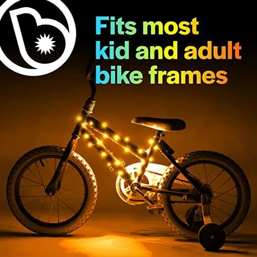 Brightz CosmicBrightz Gold LED Bike Frame Rope Light | 6.5ft Colorful Micro LED for Kids & Teens thumbnail 4