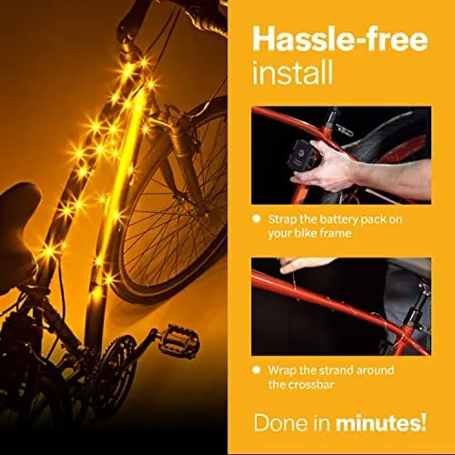 Brightz CosmicBrightz Gold LED Bike Frame Rope Light | 6.5ft Colorful Micro LED for Kids & Teens thumbnail 6