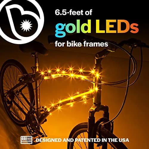 Brightz CosmicBrightz Gold LED Bike Frame Rope Light | 6.5ft Colorful Micro LED for Kids & Teens thumbnail 2
