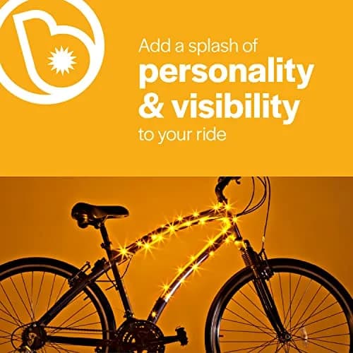 Brightz CosmicBrightz Gold LED Bike Frame Rope Light | 6.5ft Colorful Micro LED for Kids & Teens thumbnail 3