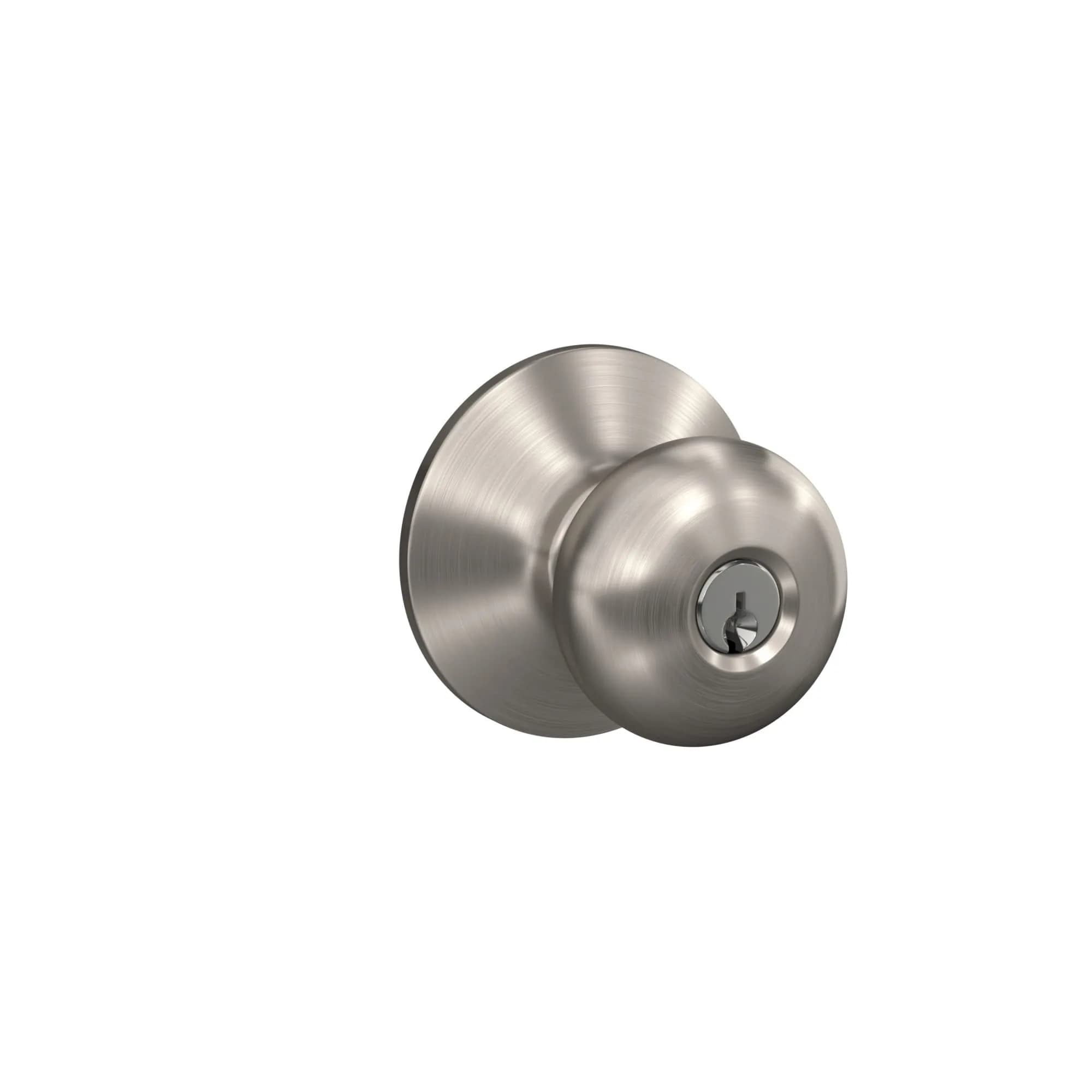 Schlage Plymouth Keyed Entry Door Knob | Classic Satin Nickel, Interior/Exterior (70-120 chars)