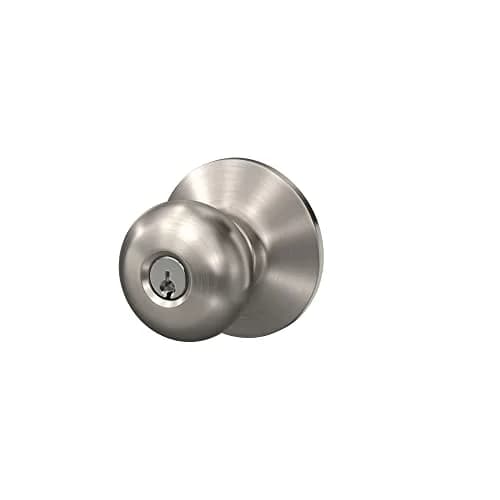 Schlage Plymouth Keyed Entry Door Knob | Classic Satin Nickel, Interior/Exterior (70-120 chars) thumbnail 4