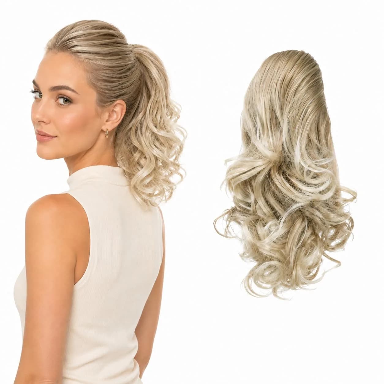 CAISHA Synthetic Hair Piece Ponytail 16 Inch Brown PH2a | Heat-Resistant & Washable — blonde mix #27T613 PH4a