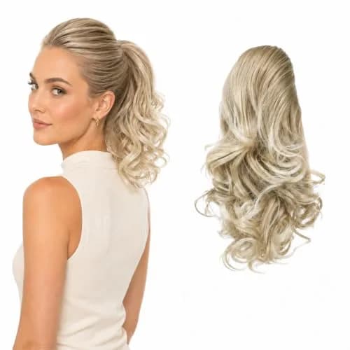 CAISHA Synthetic Hair Piece Ponytail 14 Inch Blonde Mix PH4a | Heat-Resistant & Washable thumbnail 1
