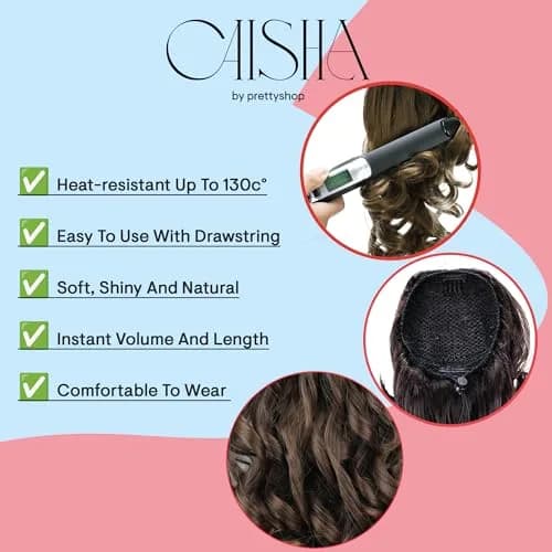 CAISHA Synthetic Hair Piece Ponytail 14 Inch Blonde Mix PH4a | Heat-Resistant & Washable thumbnail 4