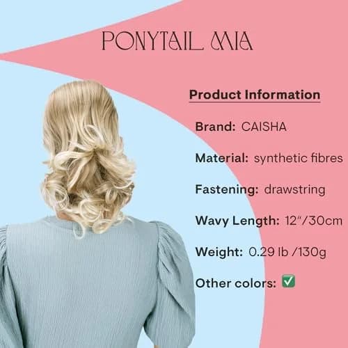 CAISHA Synthetic Hair Piece Ponytail 14 Inch Blonde Mix PH4a | Heat-Resistant & Washable thumbnail 2