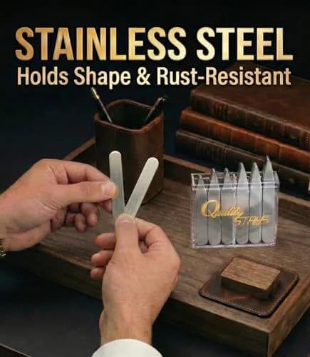 Quality Stays Metal Collar Stays 52-Piece Set with Storage Case | Stainless Steel Dress Shirt Collar Inserts thumbnail 5